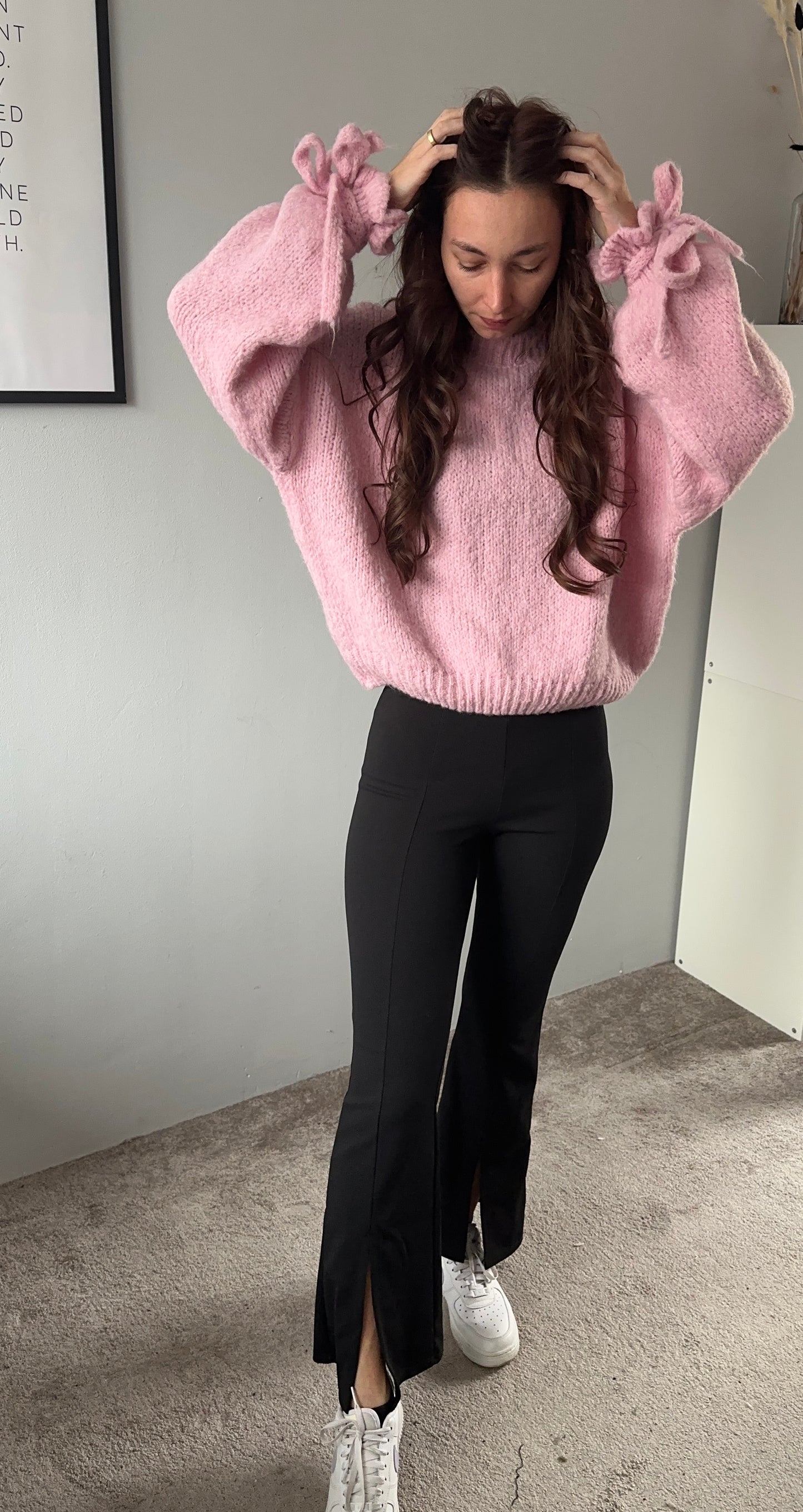 Flaired broek split zwart