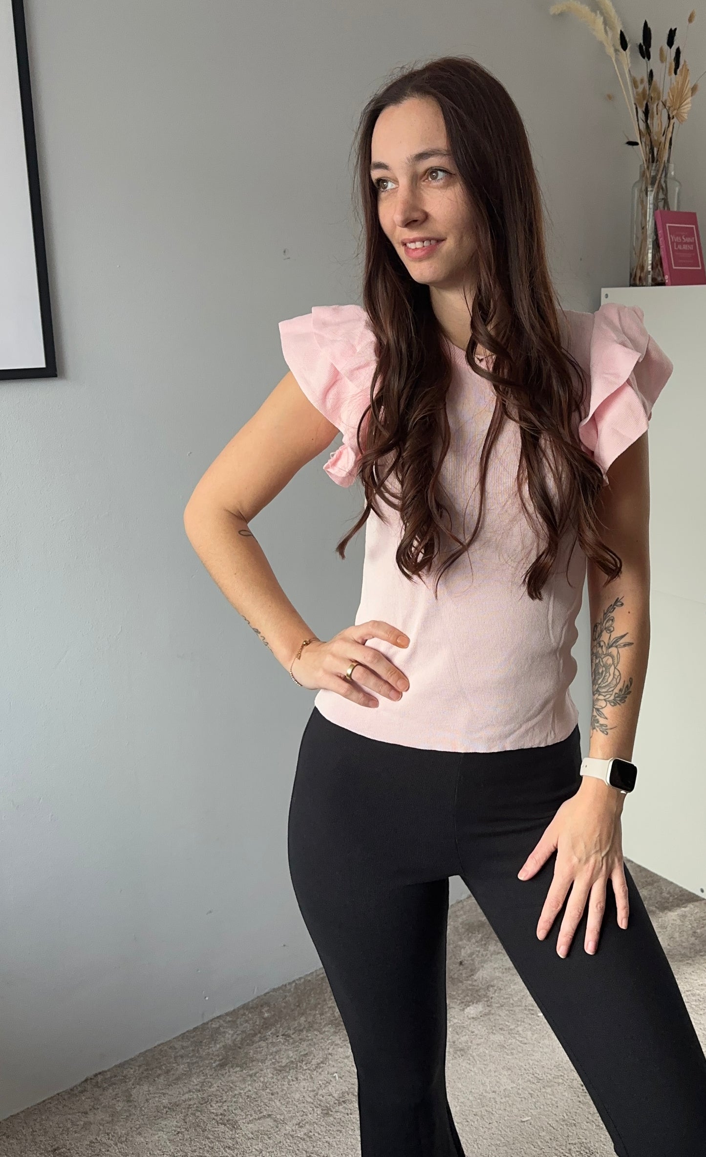 Shirt ruffle lichtroze