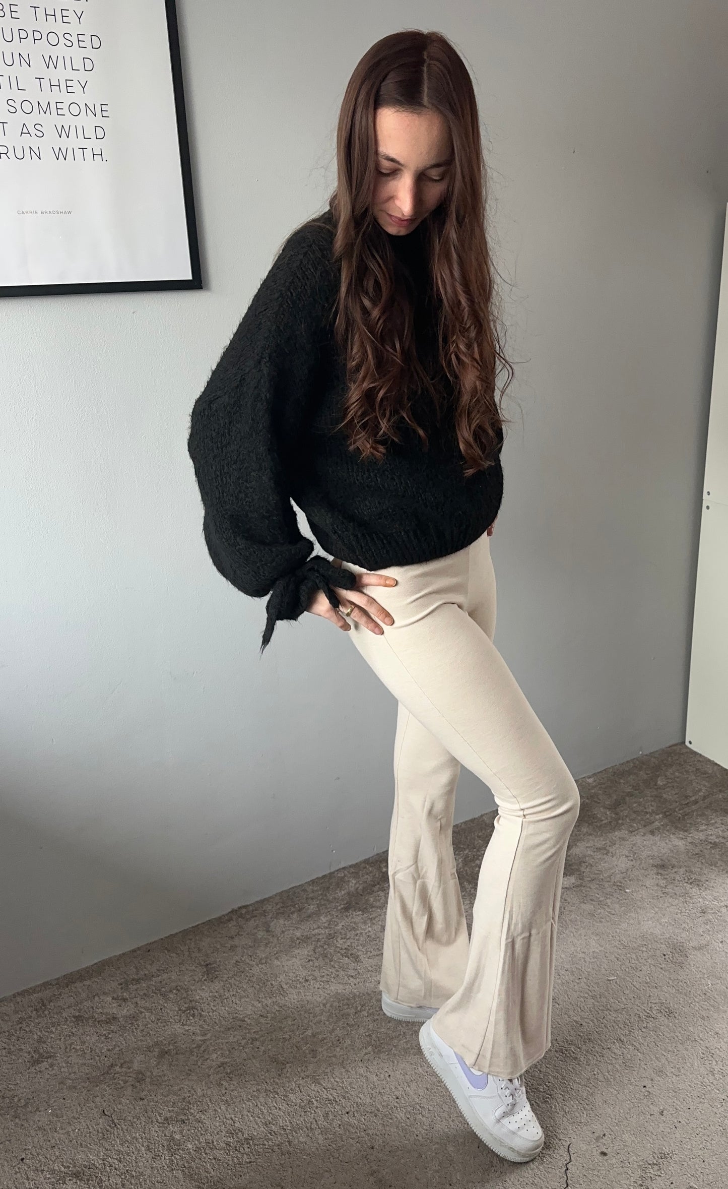 Flaired broek beige