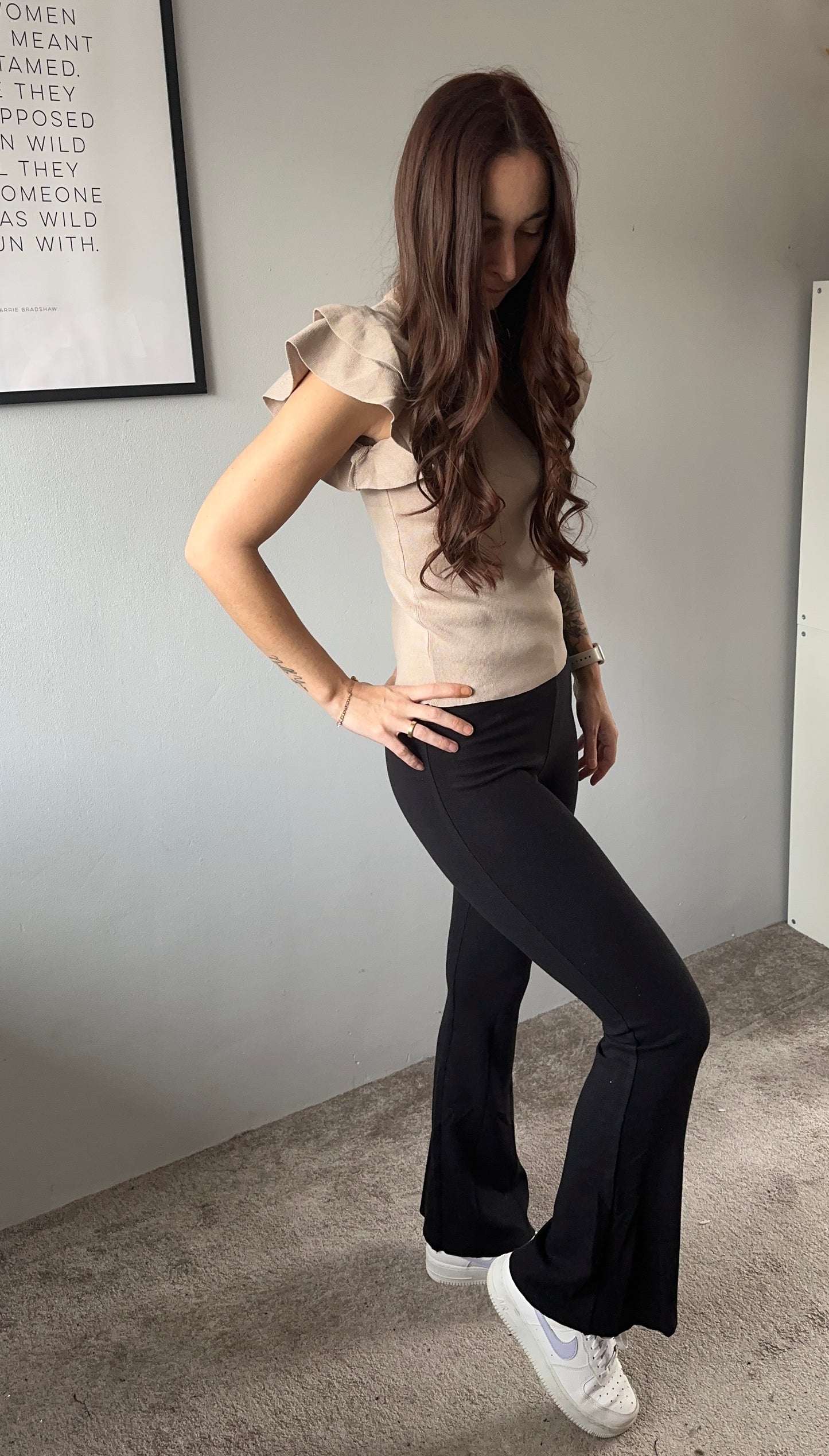 Flaired broek zwart