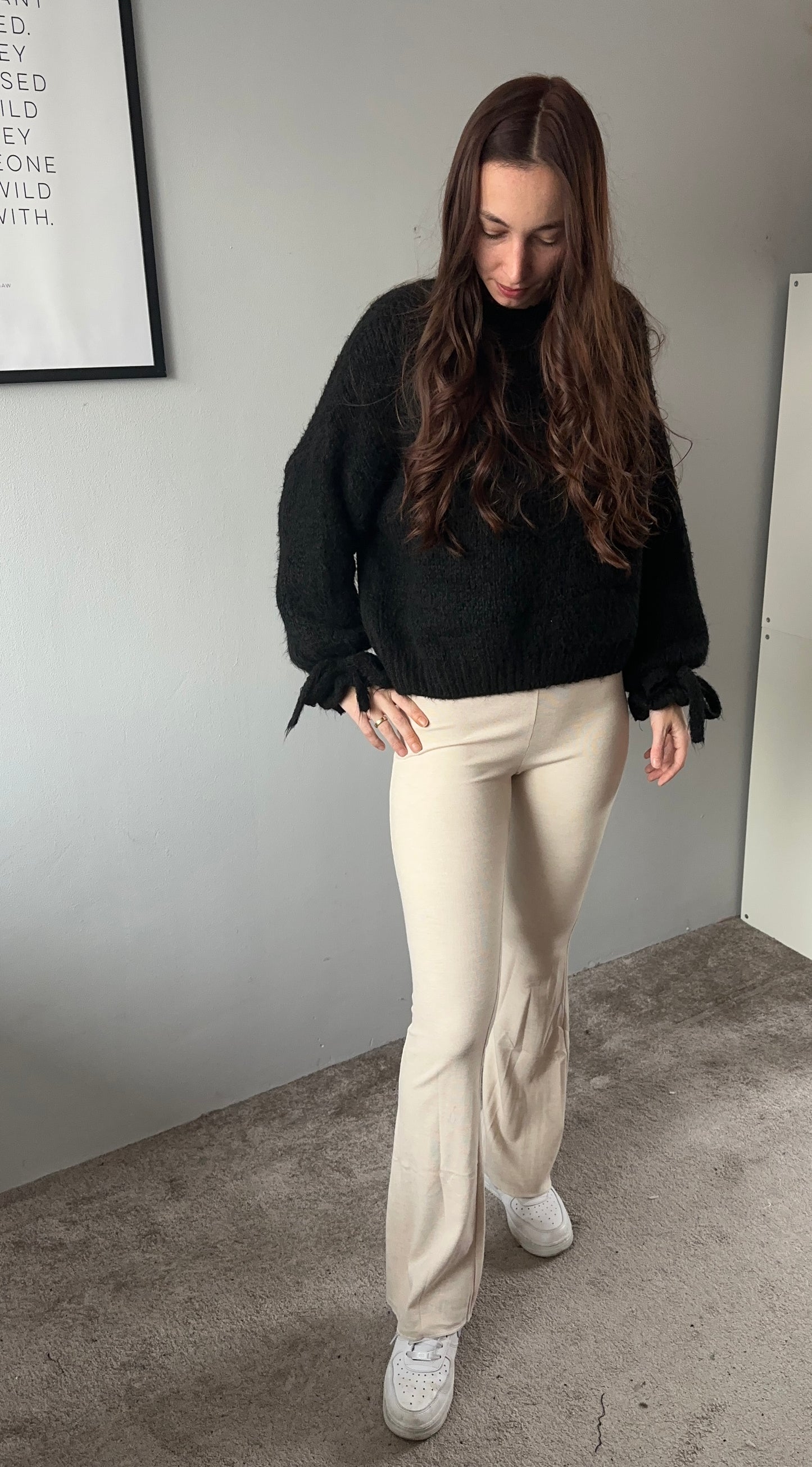 Flaired broek beige
