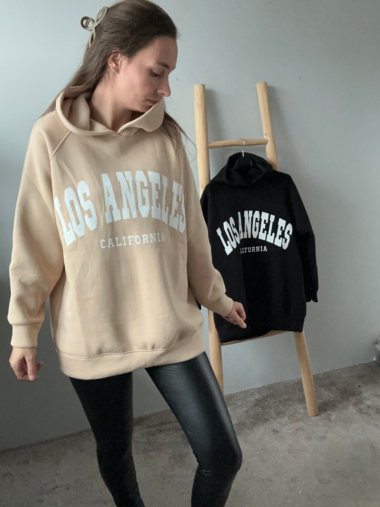 Hoodie LA beige