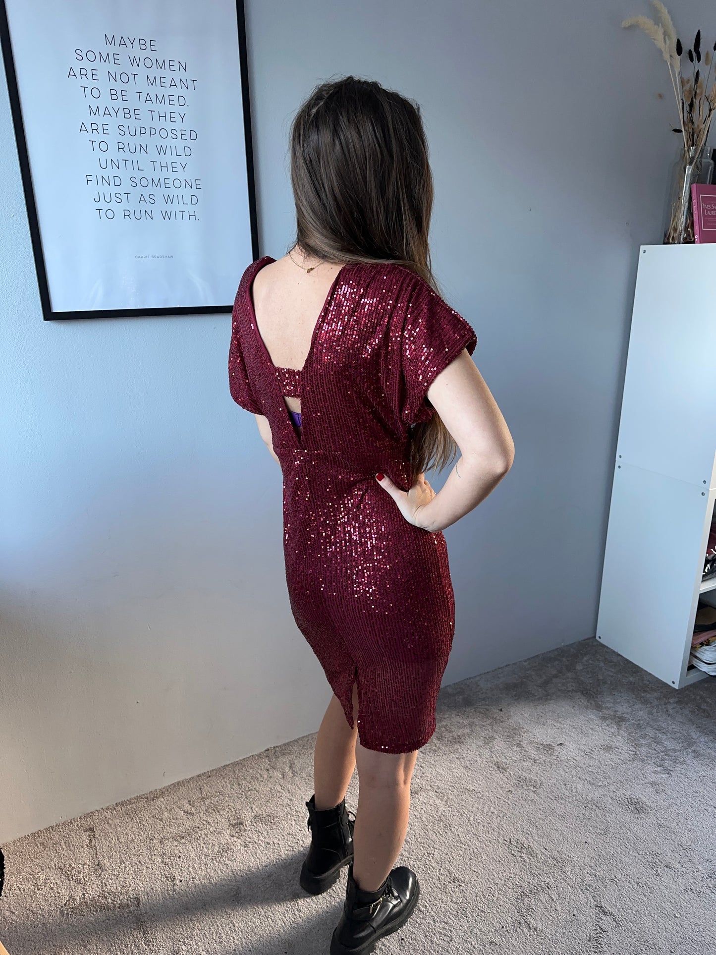 Jurk glitter bordeaux