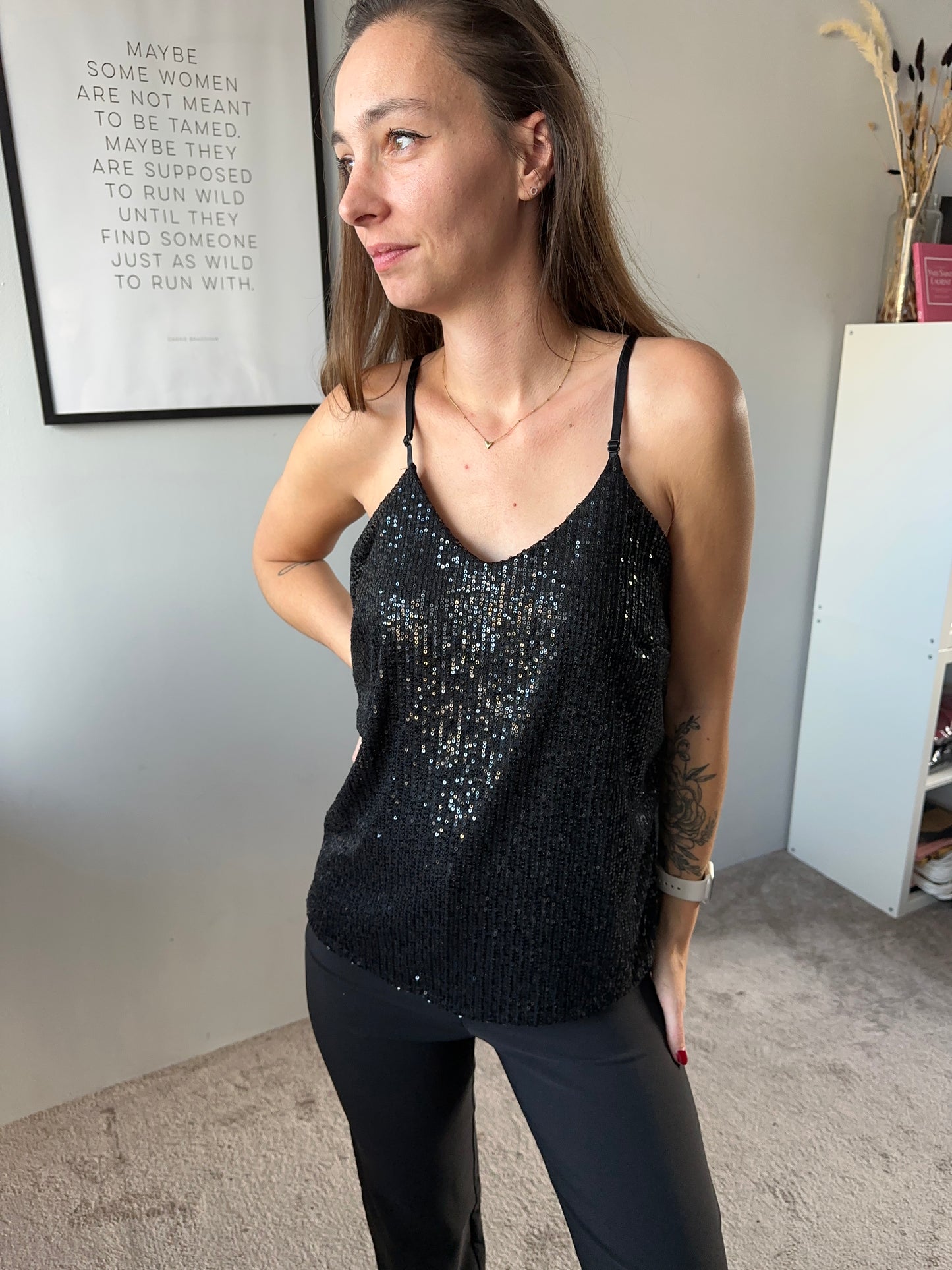 Glitter topje zwart